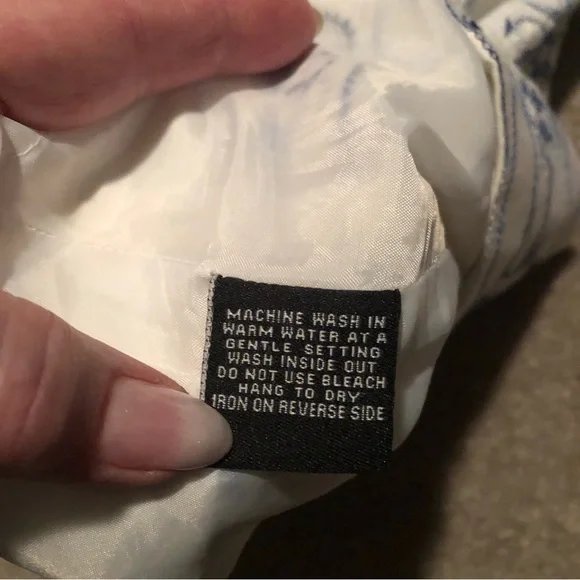 Togo Size 14 White Aline Skirt w Blue Cross Stitch Embroidered Floral Pattern - Picture 8 of 8